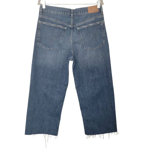 Madewell Low-Slung Baggy Crop Jeans Womens Size 28 Coswell Wash Distressed Hem - Picture 2 of 10